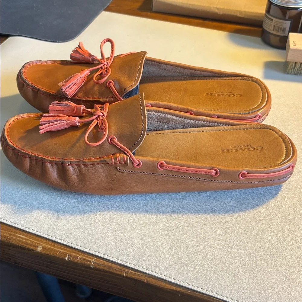 Coach Women's Brown Leather Moccasins with Tassels - Picture 4 of 14